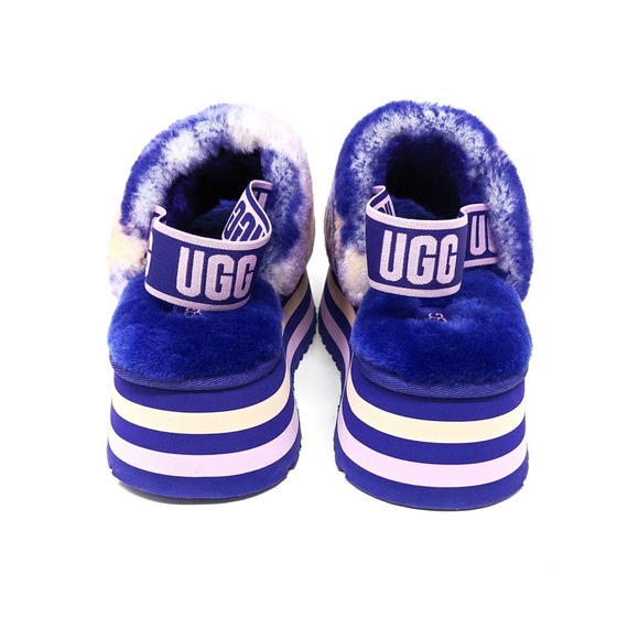 Ugg Disco Marble Slide Slippers Womens 9 Sheepskin Violet Night Purple Tie Dye - Picture 7 of 11